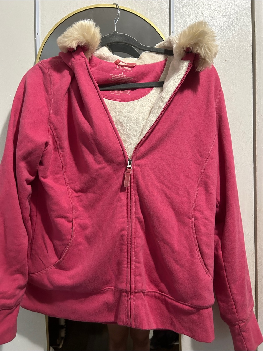 Pink Faux-Fur Hooded Fleece Jacket
